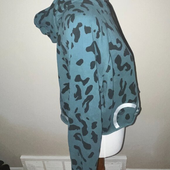 Blue Clavin Klein Cropped Hoodie with Black Leopard Print - Picture 4 of 4